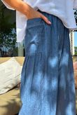 Rustic Nature Linen Blend Pocket Pleat Wide Leg Washed Navy
